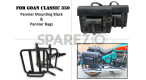 For Royal Enfield Goan Classic 350 Leather Canvas Pannier Bags Black and Mounting - SPAREZO For Royal Enfield Goan Classic 350 Leather Canvas Pannier Bags Black and Mounting - SPAREZO